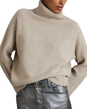 Reiss Eliza Wool & Cashmere-Blend Roll Neck Jumper - Grey