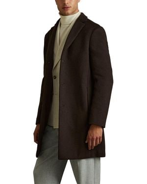 Reiss Gable Wool Overcoat - Black