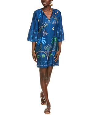 Johnny Was Lorianne Silk-Blend Mini Dress - Blue