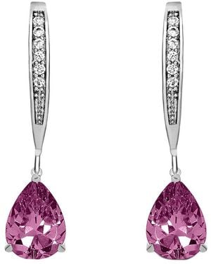 Genevive Jewelry Silver Cz Earrings - Pink