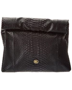 Michael Kors Collection Python-Embossed Leather Lunch Bag - Black