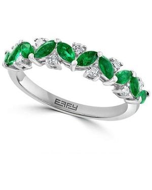 Effy Fine Jewelry 14K 1.13 Ct. Tw. Diamond & Emerald Ring - Green
