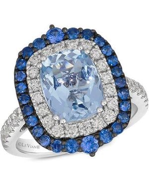 Le Vian Platinum 3.84 Ct. Tw. Diamond & Aquamarine Ring - Blue