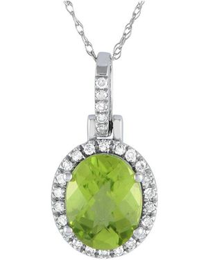 Gemstones 14k 0.13 Ct. Tw. Diamond & Peridot Pendant Necklace - Green