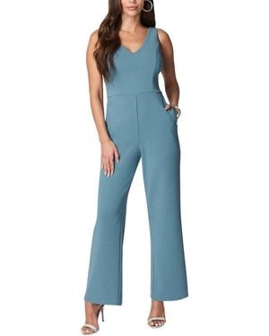 Bebe V-Neck Core Jumpsuit - Blue