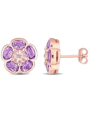 Rina Limor Rose Gold Plated 3.18 Ct. Tw. Gemstone Earrings - Pink