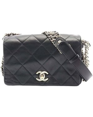 CHANEL Black Lambskin Matelasse Shoulder Bag (authentic Pre-loved) - Gray