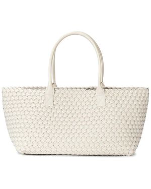 Tiffany & Fred Paris Large Hand-Woven Leather Tote Bag - White