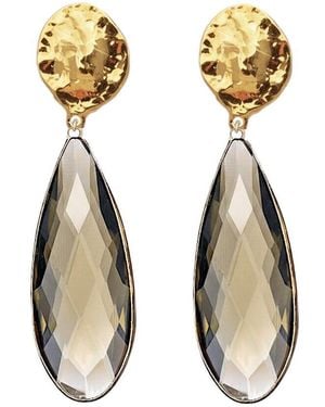 Liv Oliver 18K Plated Cz Round Drop Earrings - Metallic