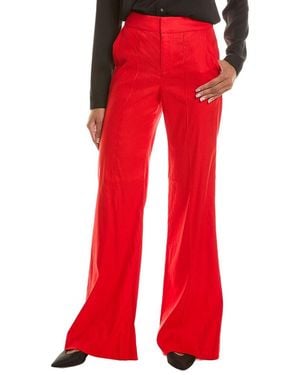 Alice + Olivia Dylan High-Rise Wide Linen-Blend Pant - Red