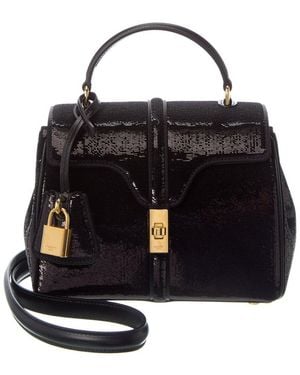 Celine 16 Mini Sequin Leather Satchel - Black