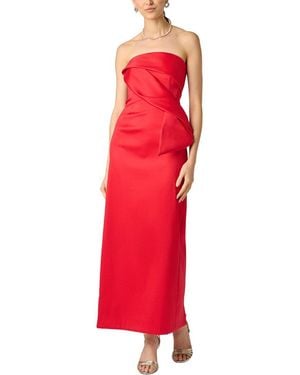 Aidan Mattox Stretch Mikado Long Dress - Red