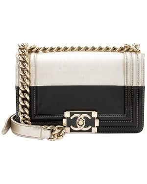 CHANEL Bicolour Calfskin Small Boy Bag (authentic Pre-loved) - Black