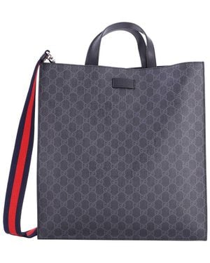 Gucci Convertible Soft Open Tote GG Coated Tall (authentic Pre-loved) - Blue