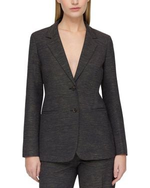 Lafayette 148 New York Two-Button Wool & Linen-Blend Blazer - Black