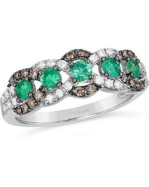 Le Vian Scallop Edge 14K 0.68 Ct. Tw. Diamond & Emerald Half-Eternity Ring - Green