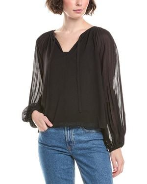 Bella Dahl Pleated Raglan Blouse - Black