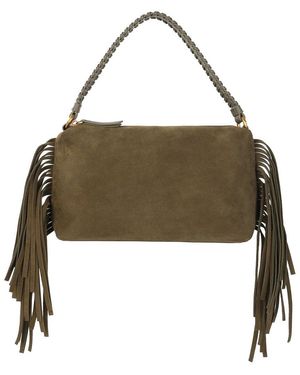 Tiffany & Fred Paris Suede Fringe Shoulder Bag - Green