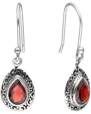 TIRAMISU Silver 2.00 Ct. Tw. Garnet Earrings - White