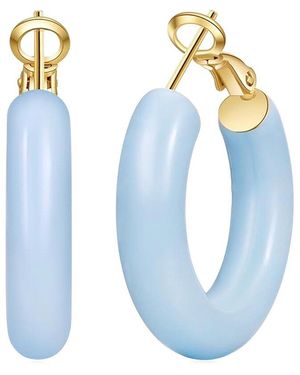 Liv Oliver 18K Plated Powder Hoop Earrings - Blue