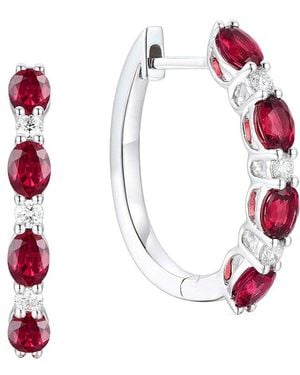 Gregg Ruth 18K 2.17 Ct. Tw. Diamond & Ruby Huggie Earring - Red