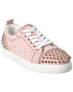 Christian Louboutin Louise Junior Spikes Suede Trainer - Pink