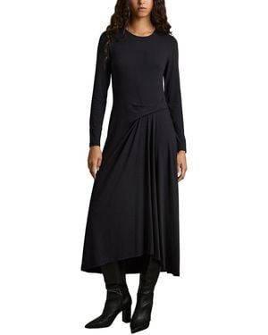 Reiss Ivy Ruched Plain Midi Dress - Black