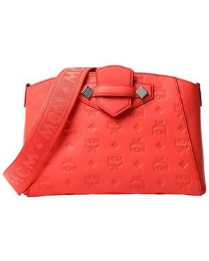 MCM Monogram Leather Crossbody - Red