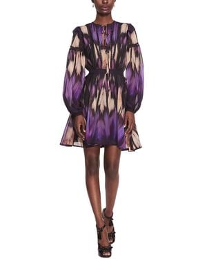 Marchesa Silk-Blend Mini Dress - Purple