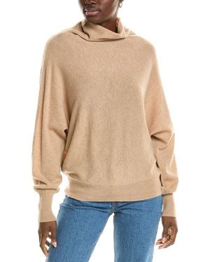 Brodie Cashmere Wool & Cashmere-Blend High Neck Slouchy Bat Jumper - Blue