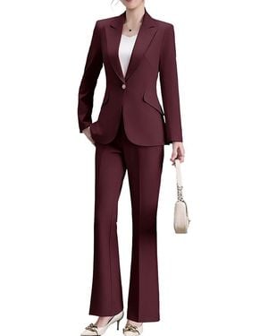 Adelin May 2Pc Jacket & Pant Set - Red