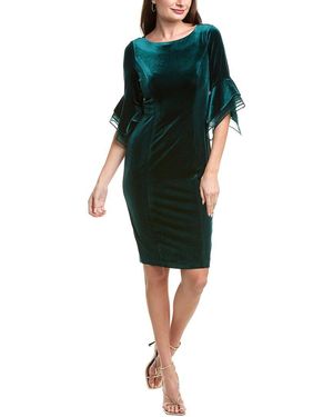 Adrianna Papell Velvet Bell Sleeve Short Dress - Green
