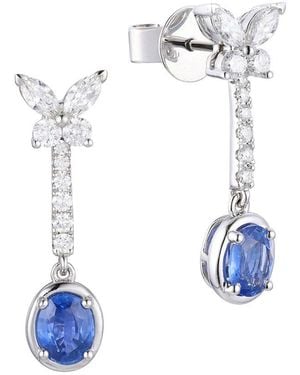 Gregg Ruth 14K 1.30 Ct. Tw. Diamond & Sapphire Butterfly Earring - White