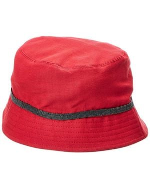 Brunello Cucinelli Linen-Blend Bucket Hat - Red