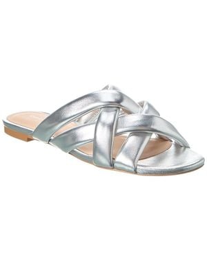 Stuart Weitzman Crossover Leather Slide - White