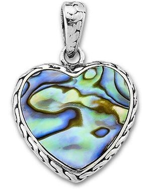 Samuel B. Abalone Heart Pendant - Blue