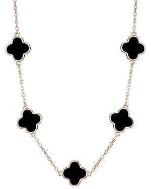 Adornia 14K Rose Plated Clover Station Necklace - Black