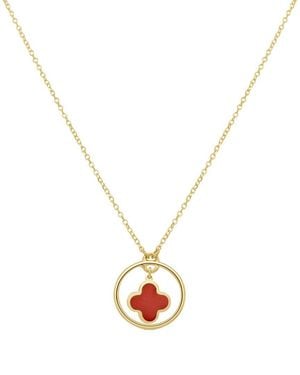 Italian Gold 14K Coral Clover Pendant - Metallic