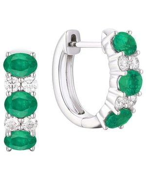 Gregg Ruth 14K 1.68 Ct. Tw. Diamond & Emerald Huggie Earring - Green
