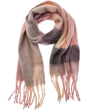 La Fiorentina Fringe Plush Scarf - Pink