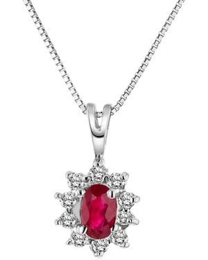 LEVARON 14K 0.35 Ct. Tw. Diamond & Ruby Pendant - White