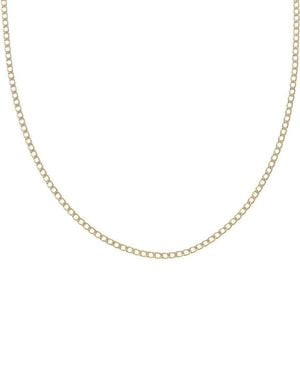 Italian Gold 10K Pave 2.4Mm Semi-Solid Cuban Link Chain - Natural