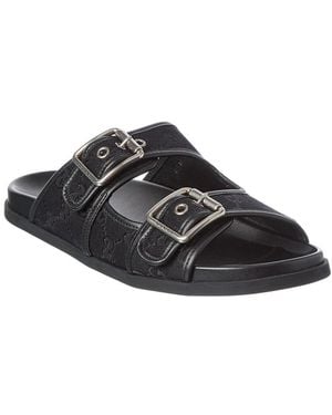 Gucci Gg Supreme Canvas & Leather Slides Slide - Black