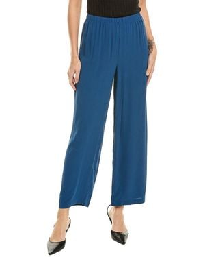 Eileen Fisher Silk Straight Ankle Pant - Blue