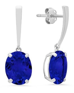 MaxColor 14k 5.40 Ct. Tw. Lab-grown Blue Sapphire Drop Earrings