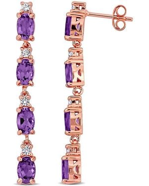 Rina Limor 18K Rose Plated 3.60 Ct. Tw. Amethyst & Topaz Earrings - White