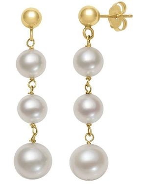 Pearls 14K 5-8Mm Pearl Tincup Earrings - White