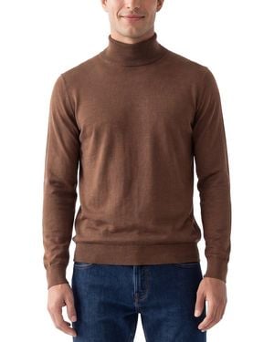 RAFFI Jersey Mock Neck Jumper - Brown