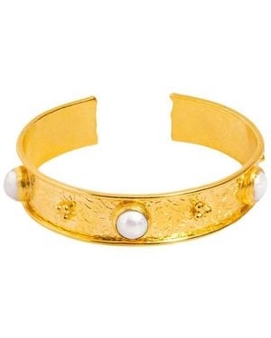 Ebru Jewelry Pearl Collection Plated 0.3In Pearl Cuff Bracelet - Metallic
