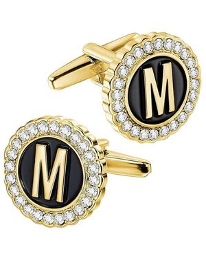 Stephen Oliver 18K Plated 28.00 Ct. Tw. Onyx M Initial Cufflinks - Metallic